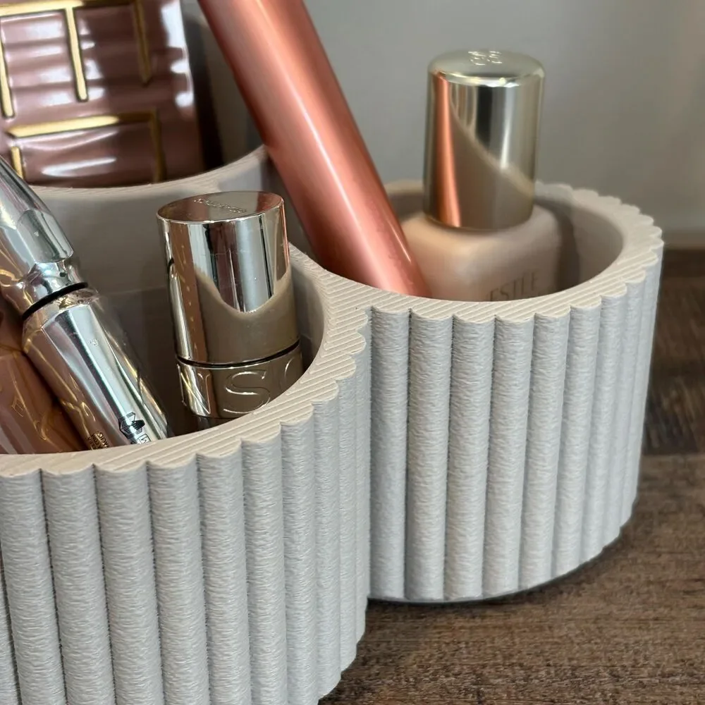 Vanity Organizer, 3 Compartment Makeup and Skincare Holder, Bathroom Countertop